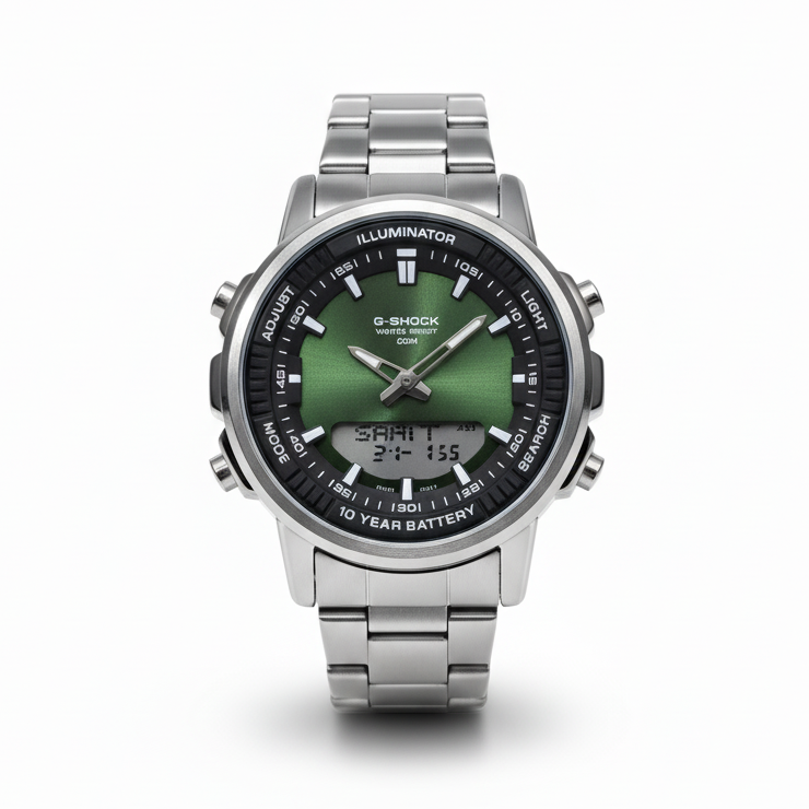 Elite Steel Chronograph with Emerald Sunburst Dial