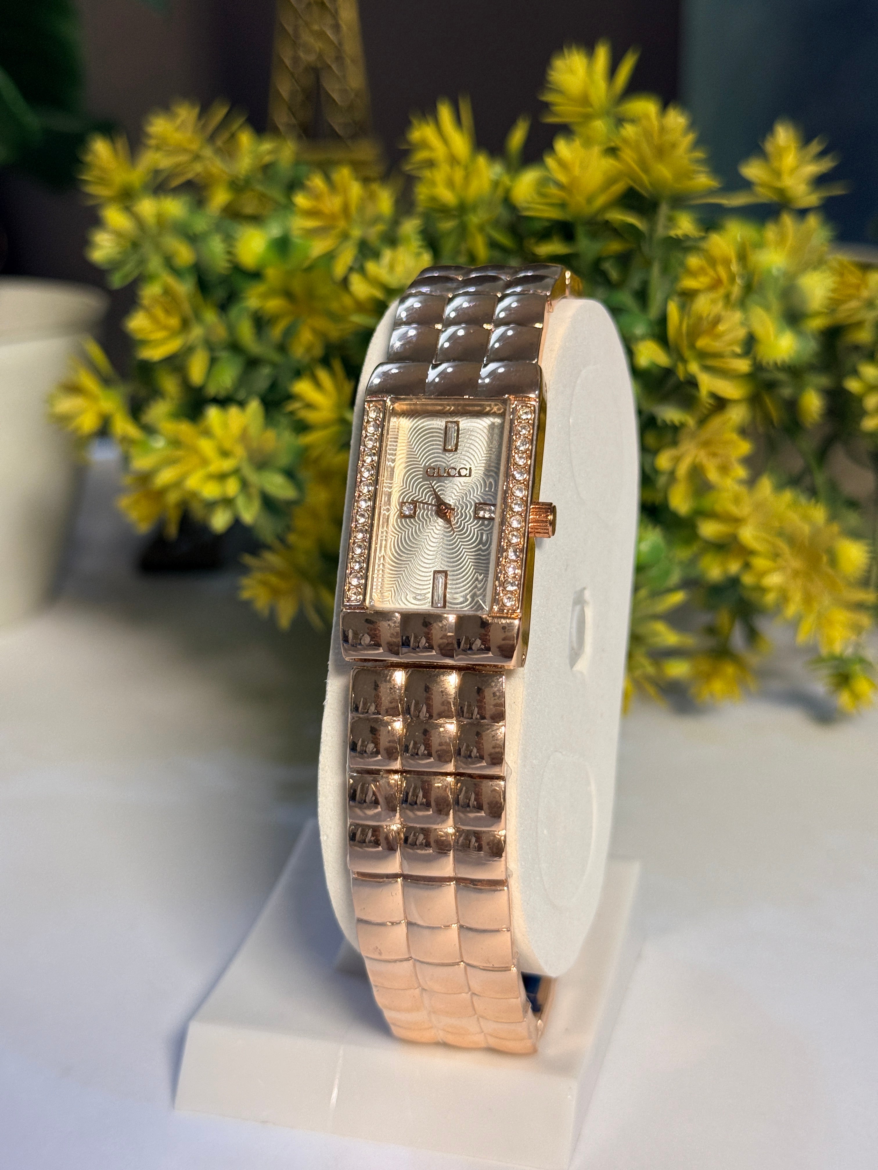 Elegant Rose Gold Padded Bracelet Watch
